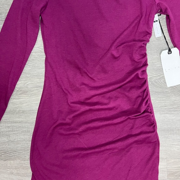 Leith Ruched Long Sleeve Dress - Purple Magenta -Size Small - Picture 4 of 11